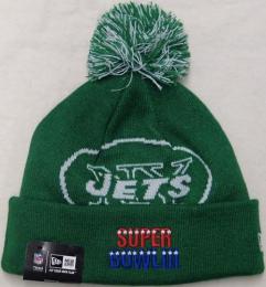 ニューヨーク・ジェッツ グッズ ニューエラ NFL '14 XLIX SUPERBOWL CHAMPIONPACK ボンボンニットキャップ(折有版) / New York Jets