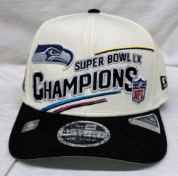 シアトル・シーホークス ニューエラ 第60回スーパーボウル優勝記念ロッカールームキャップ(白/黒)/ Seattle Seahawks