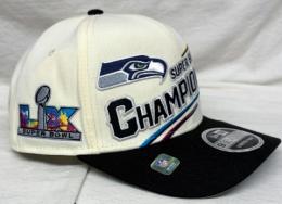 シアトル・シーホークス ニューエラ 第60回スーパーボウル優勝記念ロッカールームキャップ(白/黒)/ Seattle Seahawks