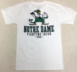 ノートルダム ファイティング アイリッシュ チャンピオン チームスタック 両面Tシャツ (白)/ Notre Dame Fighting Irish