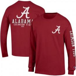 アラバマ クリムゾンタイド チャンピオン チームスタック 両面 長袖Tシャツ (クリムゾン)/ Alabama Crimson Tide