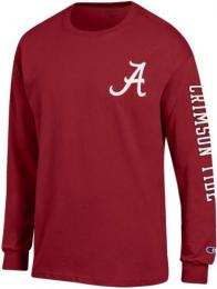 アラバマ クリムゾンタイド チャンピオン チームスタック 両面 長袖Tシャツ (クリムゾン)/ Alabama Crimson Tide