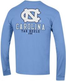 ノースカロライナ ターヒールズ チャンピオン チームスタック 両面 長袖Tシャツ (水色)/ North Carolina Tar Heels