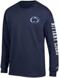 ペンステイト ニタニーライオンズ チャンピオン チームスタック 両面 長袖Tシャツ (紺)/ Penn State Nittany Lions