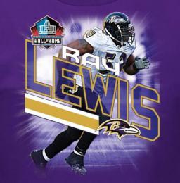 ボルチモア・レイブンズ グッズ レイ・ルイス マジェスティック NFL殿堂入り プレイヤーイメージTシャツ (紫)/ Baltimore Ravens