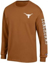 テキサス ロングホーンズ チャンピオン チームスタック 両面 長袖Tシャツ (テキサスオレンジ)/ Texas Longhorns