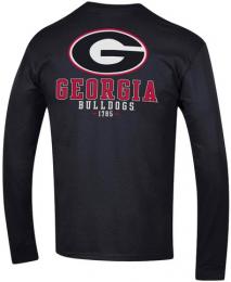 ジョージア ブルドックス チャンピオン チームスタック 両面 長袖Tシャツ (黒)/ Georgia Bulldogs