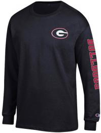 ジョージア ブルドックス チャンピオン チームスタック 両面 長袖Tシャツ (黒)/ Georgia Bulldogs