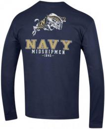 ネイビー ミッドシップメン チャンピオン チームスタック 両面 長袖Tシャツ (紺)/ Navy Midshipmen