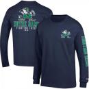 ノートルダム ファイティング アイリッシュ チャンピオン チームスタック 両面 長袖Tシャツ (紺)/ Notre Dame Fighting Irish