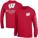 ウィスコンシン バジャーズ チャンピオン チームスタック 両面 長袖Tシャツ (赤)/ Wisconsin Badgers