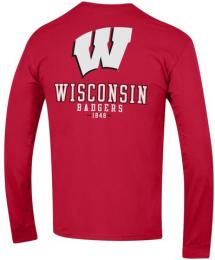 ウィスコンシン バジャーズ チャンピオン チームスタック 両面 長袖Tシャツ (赤)/ Wisconsin Badgers