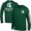 ミシガンステイト スパルタンズ チャンピオン チームスタック 両面 長袖Tシャツ (緑)/ Michigan State Spartans