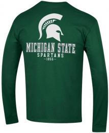 ミシガンステイト スパルタンズ チャンピオン チームスタック 両面 長袖Tシャツ (緑)/ Michigan State Spartans