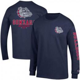 ゴンザガ ブルドックス チャンピオン チームスタック 両面 長袖Tシャツ (紺)/ Gonzaga Bulldogs