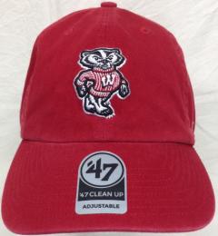 ウィスコンシン・バジャーズ グッズ '47BRAND ( フォーティーセブンブランド ) NCAA レガシー クリーンアップ スラウチ CAP (赤) / Wisconsin Badgers