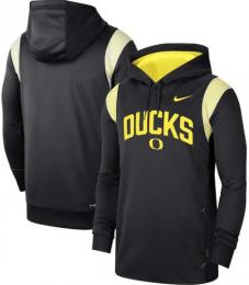 オレゴン ダックス ナイキ '22 サイドライン アスレティック スタック プルオーバー サーマフィット パーカー(黒)/ Oregon Ducks