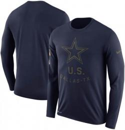 ダラス カウボーイズ グッズ ナイキ '2018 サイドライン Salute To Service ラグラン 長袖 DRI-FIT Tシャツ (紺)/ Dallas Cowboys