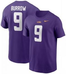 ジョー・バロウ ルイジアナステイト タイガース ナイキ プレイヤー&ナンバー両面Tシャツ (紫)/ Joe Burrow LSU Tigers