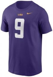 ジョー・バロウ ルイジアナステイト タイガース ナイキ プレイヤー&ナンバー両面Tシャツ (紫)/ Joe Burrow LSU Tigers