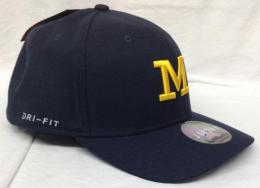 ミシガン ウルヴァリンズ ジョーダン ブランド サイドライン ヘッドコーチズ ドライフィット フレックス CAP(紺) ※DRI-FIT版 / Michigan Wolverines