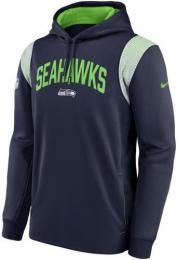 シアトル シーホークス ナイキ '22 サイドライン アスレティック スタック プルオーバー サーマフィット パーカー(紺)/ Seattle Seahawks