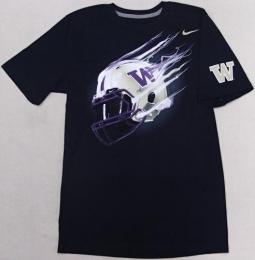 ワシントン・ハスキーズ グッズ ナイキ ヘルメット Tシャツ (黒)/ Washington Huskies