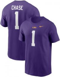 ジャマール・チェイス ルイジアナステイト タイガース ナイキ プレイヤー&ナンバー両面Tシャツ (紫)/ Ja'Marr Chase LSU Tigers
