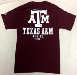 テキサスA&M アギーズ チャンピオン チームスタック 両面Tシャツ (マルーン)/ Texas A&M Aggies