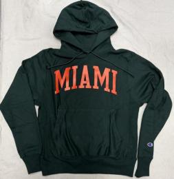 マイアミ ハリケーンズ チャンピオン アーチ リバースウィーブ プルオーバーパーカー (グリーン) (スウェット地)/ Miami Hurricanes