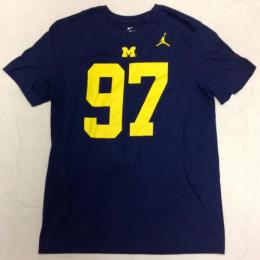 エイダン・ハッチンソン ミシガン ウルヴァリンズ ジョーダンブランド プレイヤー&ナンバー両面Tシャツ (紺)/ Aidan Hutchinson Michigan Wolverines