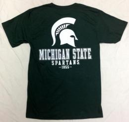 ミシガンステイト スパルタンズ チャンピオン チームスタック 両面Tシャツ (緑)/ Michigan State Spartans