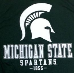 ミシガンステイト スパルタンズ チャンピオン チームスタック 両面Tシャツ (緑)/ Michigan State Spartans
