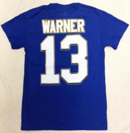 カート・ワーナー セントルイス ラムズ グッズ マジェスティック NFL殿堂入り プレイヤーナンバー両面Tシャツ3 (青)/ Kurt Warner St.Louis Rams