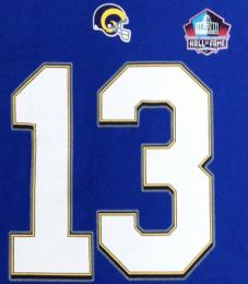 カート・ワーナー セントルイス ラムズ グッズ マジェスティック NFL殿堂入り プレイヤーナンバー両面Tシャツ3 (青)/ Kurt Warner St.Louis Rams