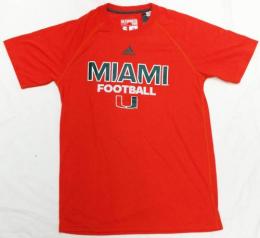 マイアミ ハリケーンズ グッズ アディダス '18 サイドライン RUSH FB ラグラン Tシャツ (CLIMALITE版) / Miami Hurricanes