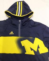 ミシガン ウルヴァリンズ アディダス '13 サイドライン プレイヤー 1/4ZIP PO パーカー/ Michigan Wolverines