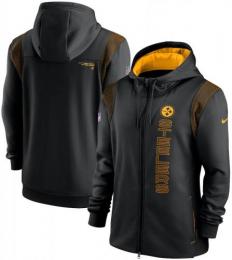 ピッツバーグ スティーラーズ グッズ ナイキ '2021 サイドライン フルジップ ドライフィット パーカー (黒)/　Pittsburgh Steelers