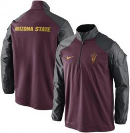 アリゾナステイト サンデビルス グッズ '14 サイドライン コーチズ 1/4ZIP JK (エンジ / チャコールグレー) / Arizona State Sun Devils