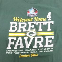 ブレッド・ファーブ グリーンベイ パッカーズ マジェスティック PRO FOOTBALL HALL OF FAME (殿堂入り) Welcome Home HOF Tシャツ(緑)/ Brett Favre Green Bay Packers