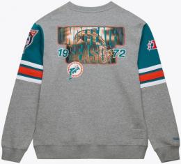 マイアミ ドルフィンズ ミッチェル&ネス スローバック ロゴ オールオーバー 両面トレーナー(グレー)/ Miami Dolphins