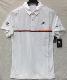 マイアミ・ドルフィンズ グッズ ナイキ サイドライン エリート コーチズ ドライフィット ポロシャツ (白)/ Miami Dolphins Polo